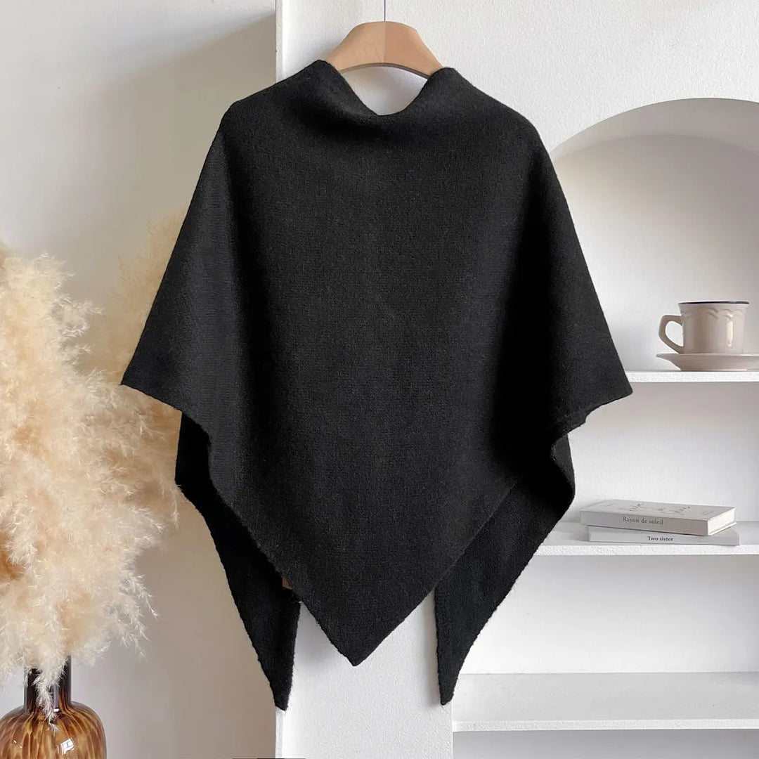 Women's Draped Wrap Poncho Shawl with Front Tie
