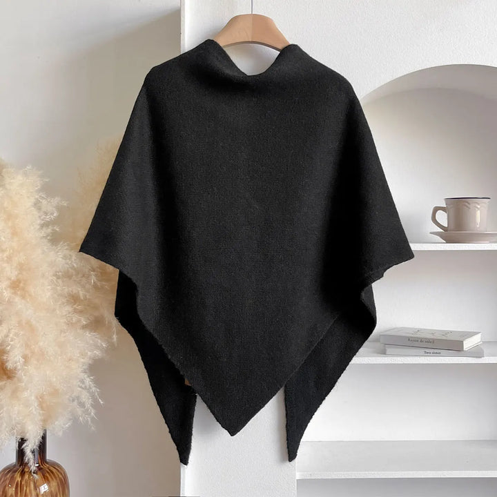 Women's Draped Wrap Poncho Shawl with Front Tie