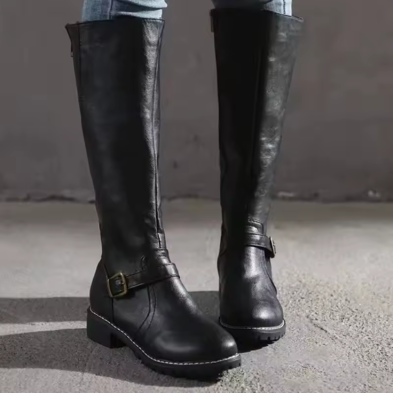 Women's Orthopedic Knee High Riding Boots with Flat Heel