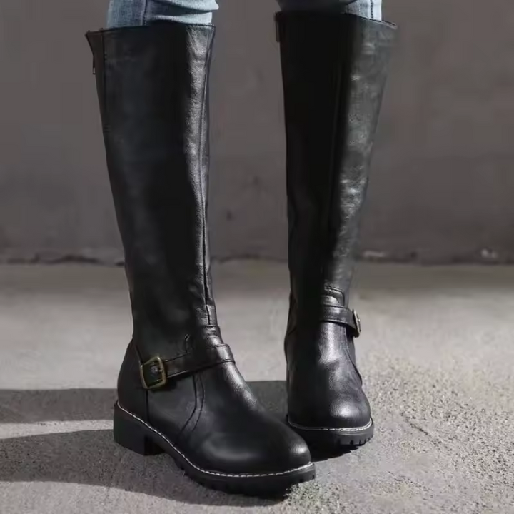 Women's Orthopedic Knee High Riding Boots with Flat Heel