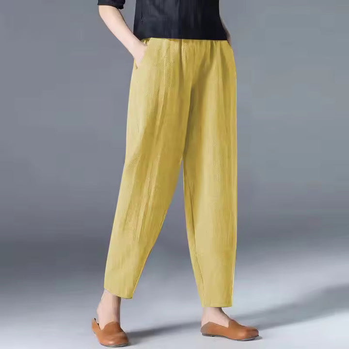 Meg | Tapered Trousers with Elastic Waist and Side Pockets