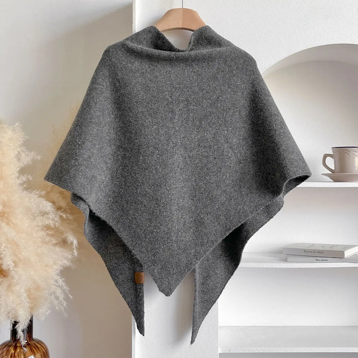Women's Draped Wrap Poncho Shawl with Front Tie
