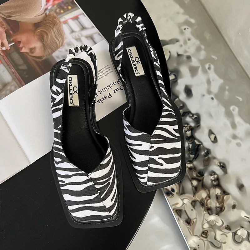 Women's Orthopedic Slingback Flats with Square Toe