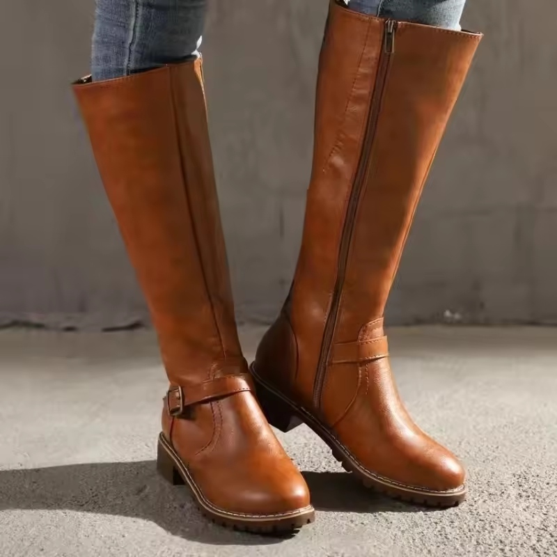 Women's Orthopedic Knee High Riding Boots with Flat Heel
