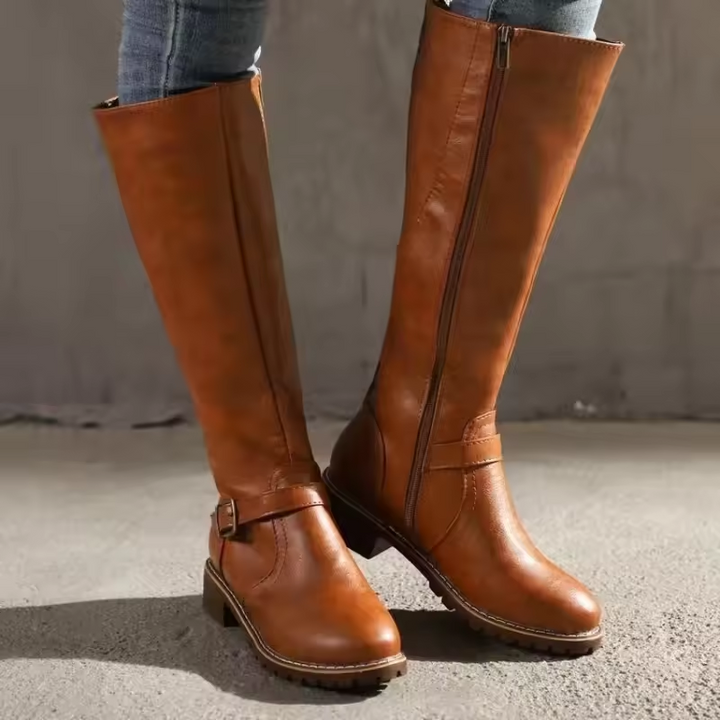 Women's Orthopedic Knee High Riding Boots with Flat Heel