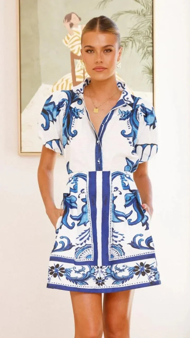 Isla | Floral Summer Mini Dress Puff Sleeve