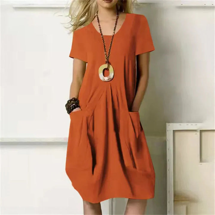 Sharon | Mini Summer Dress with Round Neck and Side Pockets