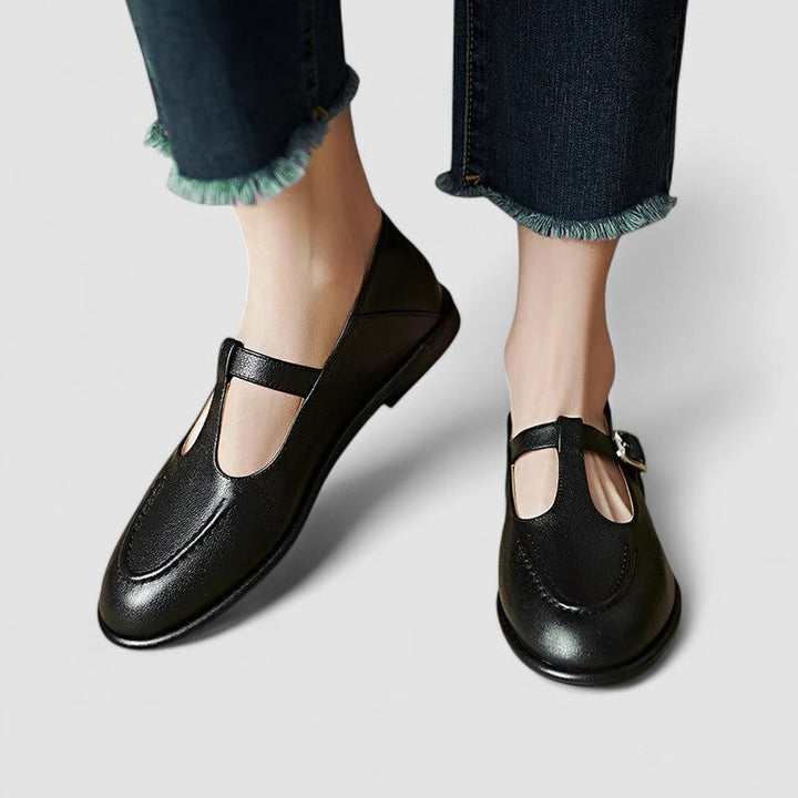 Women's Orthopedic T-Strap Mary Jane Flats with Round Toe