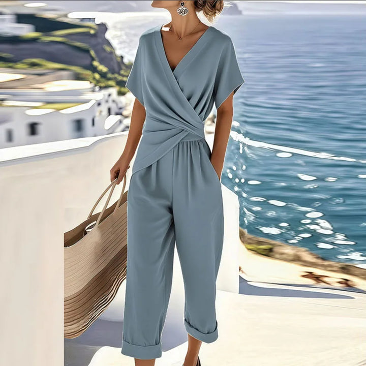 Nina | Matching Set with Wrap Top and Cropped Pants