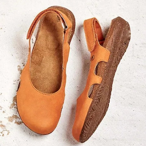 Women's Orthopedic Slingback Flats with Cut-Out Detail
