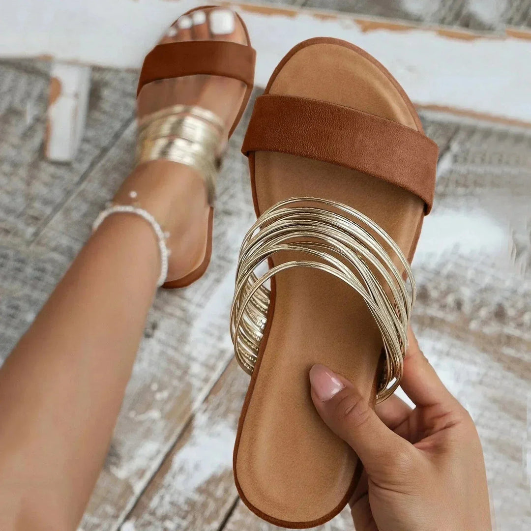 Women's Orthopedic Multi Strap Slide Sandals with Open Toe