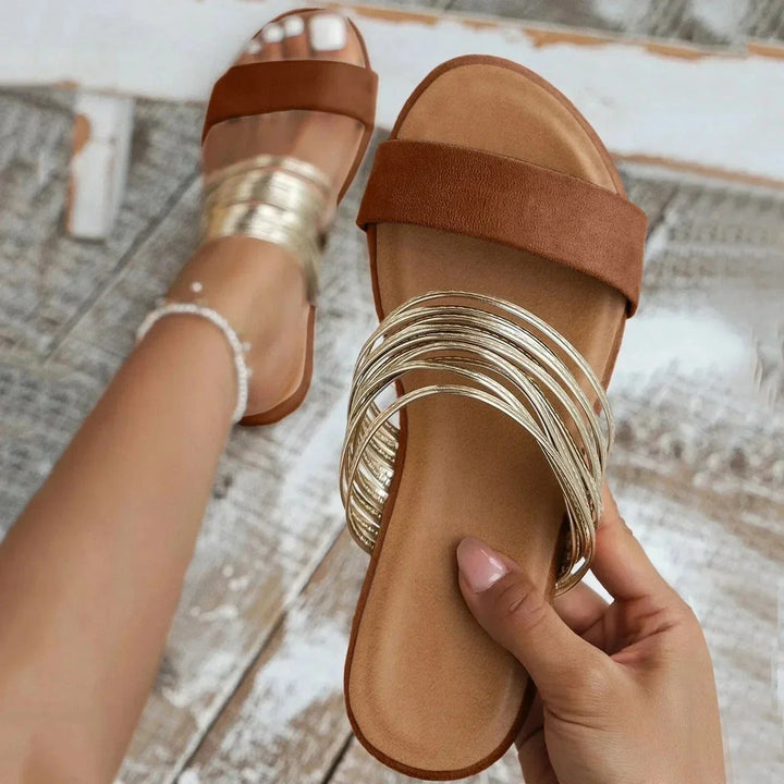 Women's Orthopedic Multi Strap Slide Sandals with Open Toe