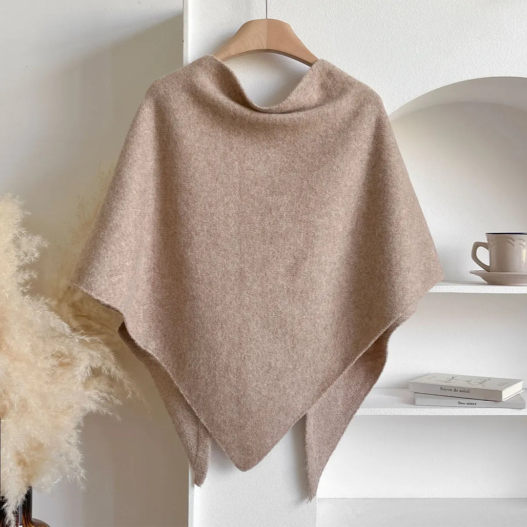Women's Draped Wrap Poncho Shawl with Front Tie