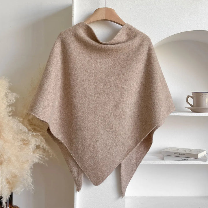 Women's Draped Wrap Poncho Shawl with Front Tie