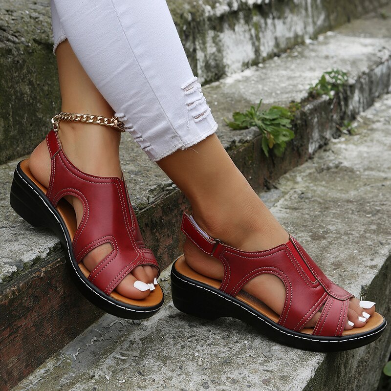 Women's Orthopedic Cutout Platform Sandals with Slingback