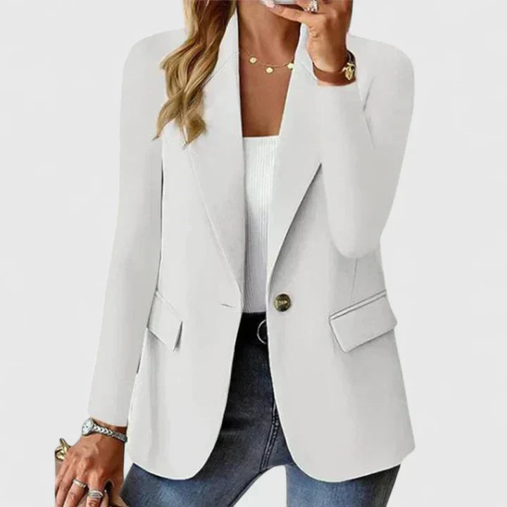 Cara | Single Button Blazer with Lapel and Long Sleeves