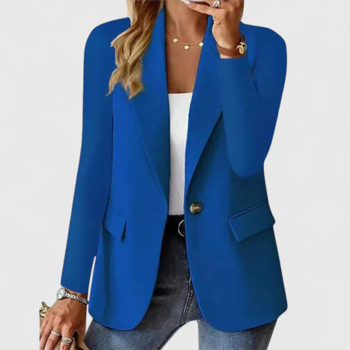 Cara | Single Button Blazer with Lapel and Long Sleeves