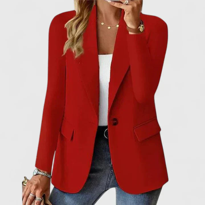 Cara | Single Button Blazer with Lapel and Long Sleeves