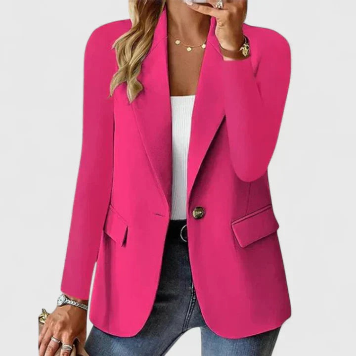 Cara | Single Button Blazer with Lapel and Long Sleeves