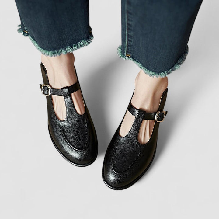 Women's Orthopedic T-Strap Mary Jane Flats with Round Toe