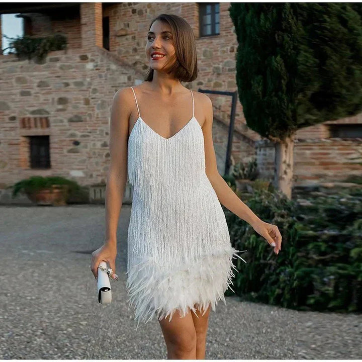 Lena | Mini Cocktail Dress with Sequins and Fringe