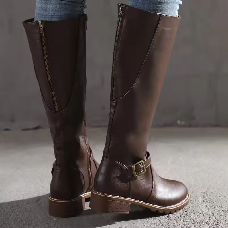 Women's Orthopedic Knee High Riding Boots with Flat Heel