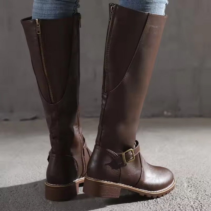 Women's Orthopedic Knee High Riding Boots with Flat Heel