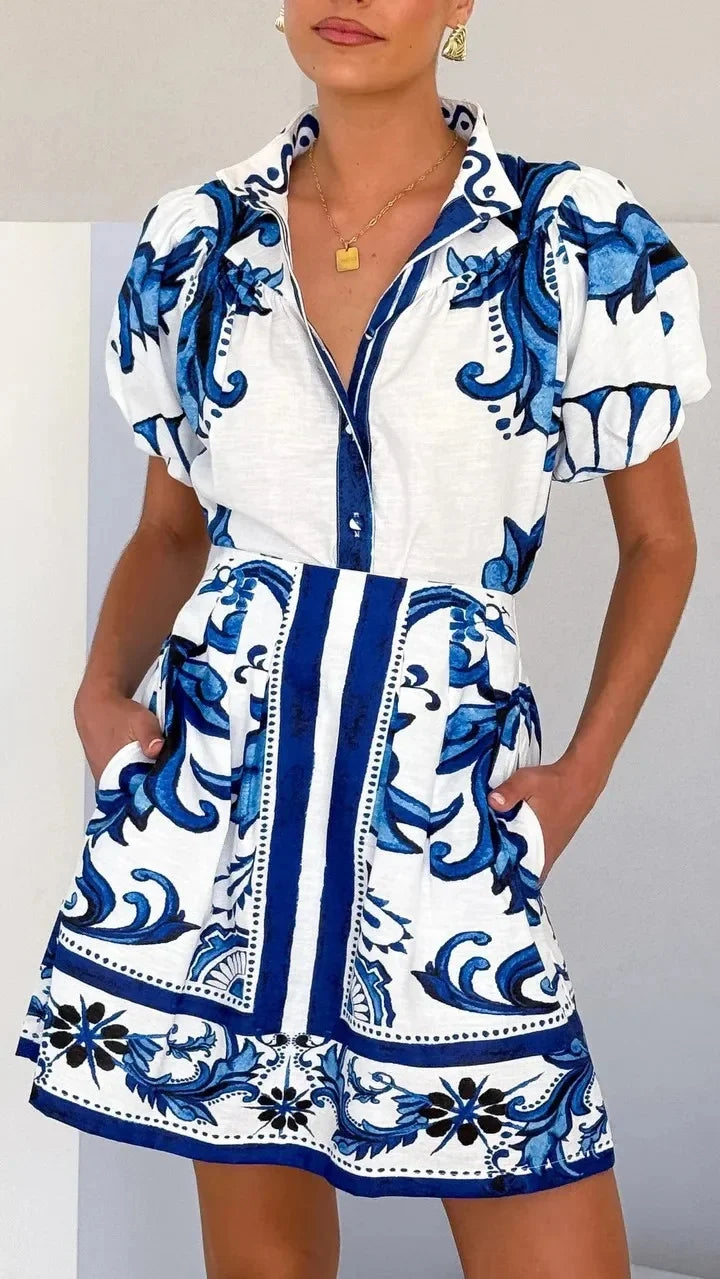 Isla | Floral Summer Mini Dress Puff Sleeve
