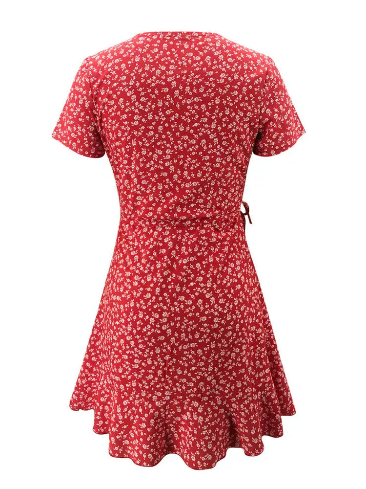 Chloe | Mini Summer Dress with Floral Print and Wrap Front