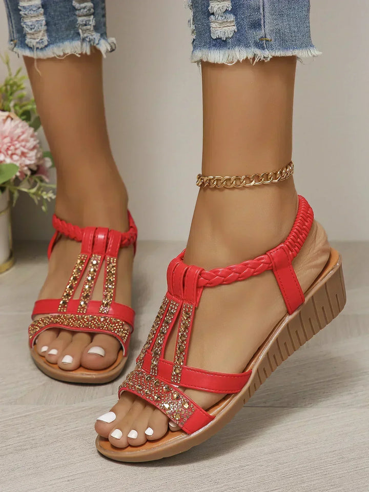 Women's Orthopedic T-Bar Flat Sandals with Back Strap