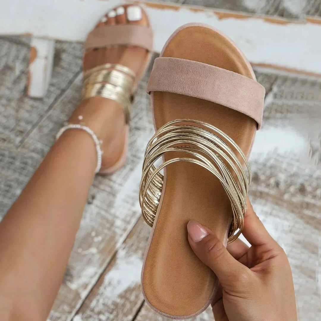 Women's Orthopedic Multi Strap Slide Sandals with Open Toe
