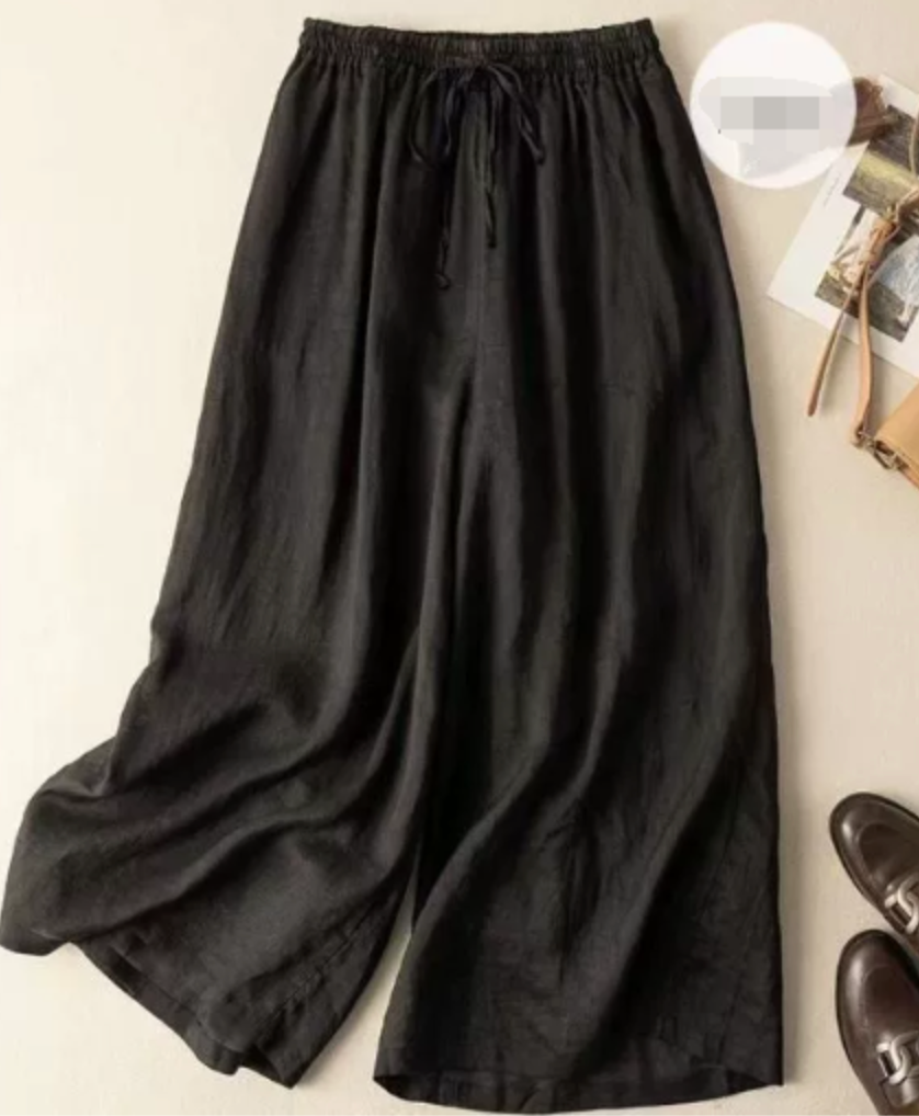 Hia | Wide-Leg Trousers with Drawstring Waist and Relaxed Fit