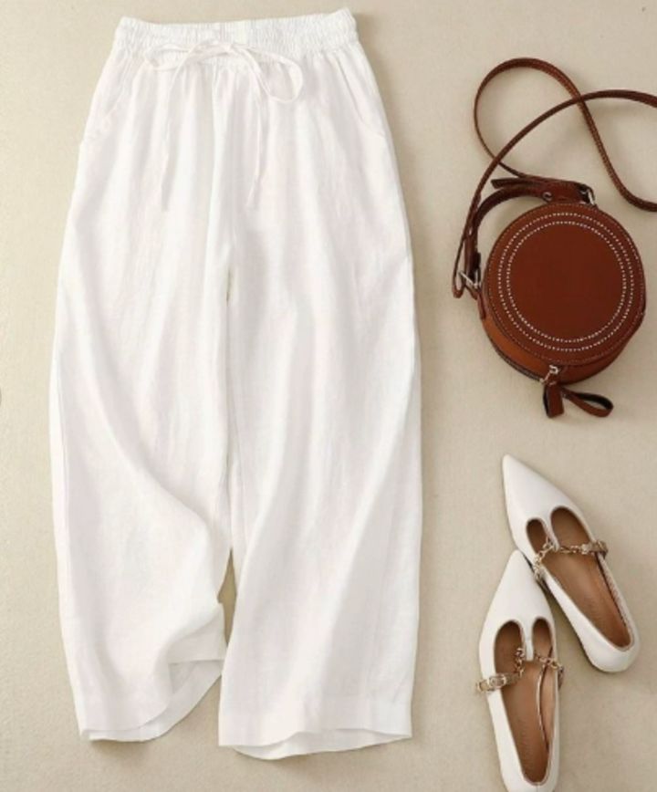 Hia | Wide-Leg Trousers with Drawstring Waist and Relaxed Fit