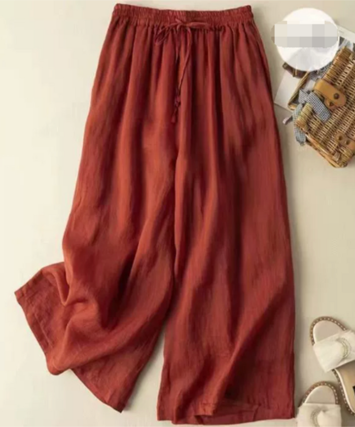 Hia | Wide-Leg Trousers with Drawstring Waist and Relaxed Fit