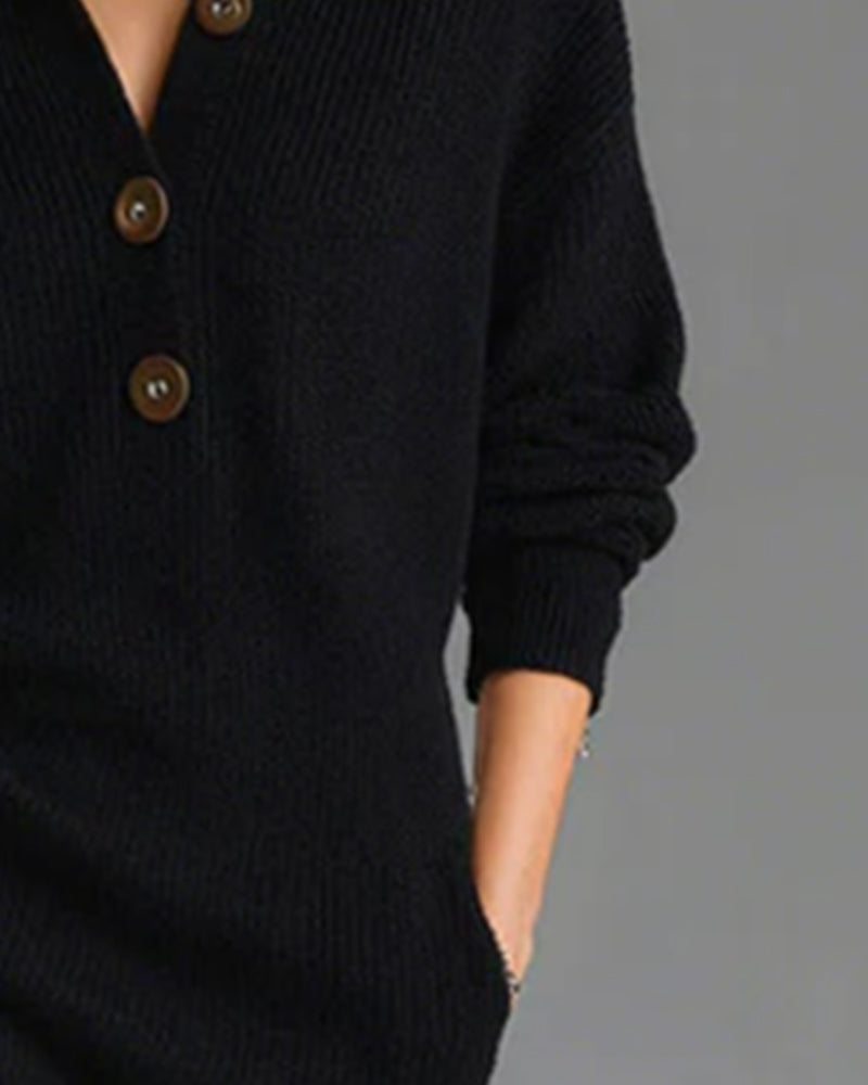 Lydia | Mini Cardigan Dress with Button Collar and Long Sleeves