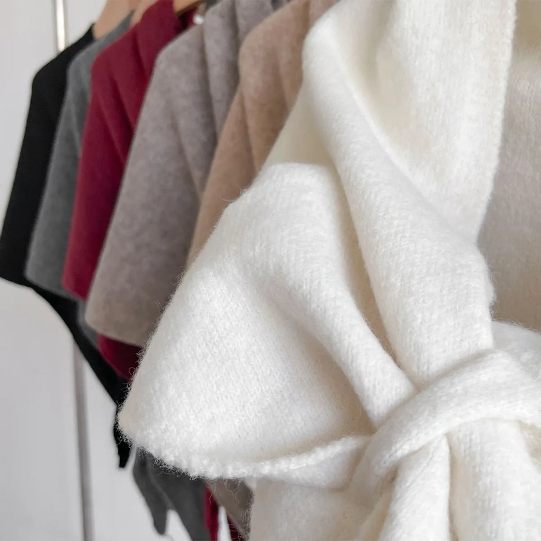 Women's Draped Wrap Poncho Shawl with Front Tie