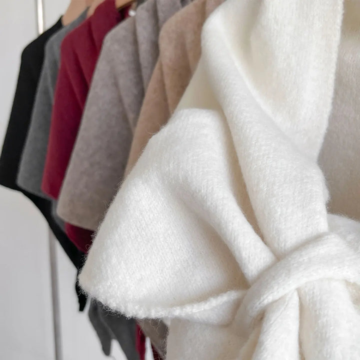 Women's Draped Wrap Poncho Shawl with Front Tie