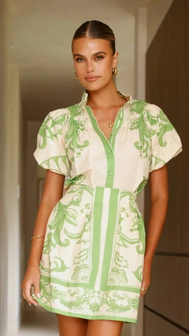 Isla | Floral Summer Mini Dress Puff Sleeve