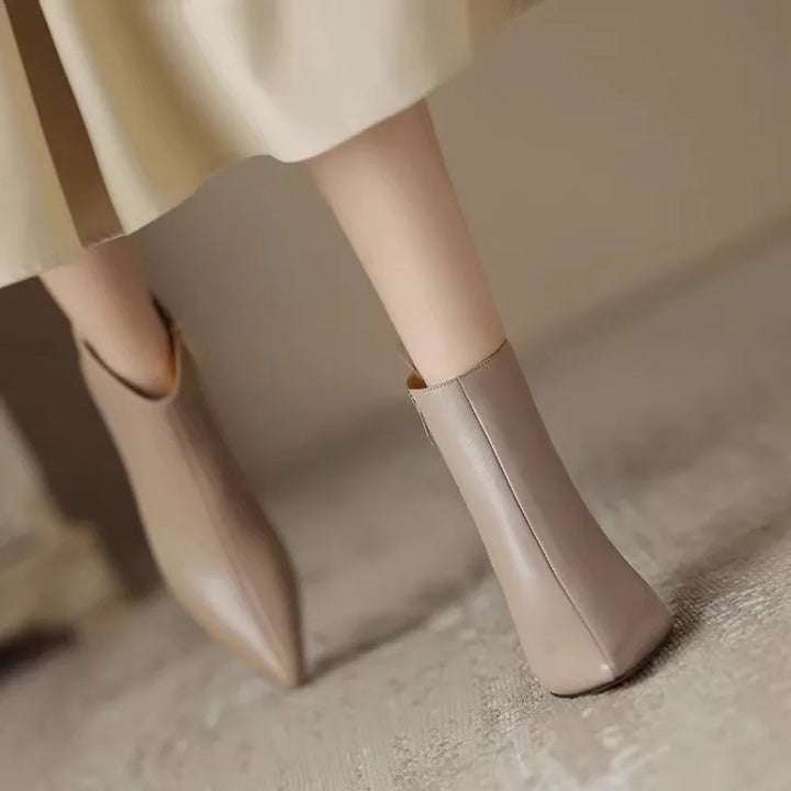 Women's Pointed Toe Ankle Boots with Kitten Heel and Side Zip