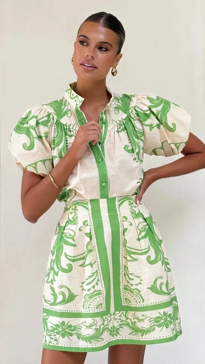 Isla | Floral Summer Mini Dress Puff Sleeve