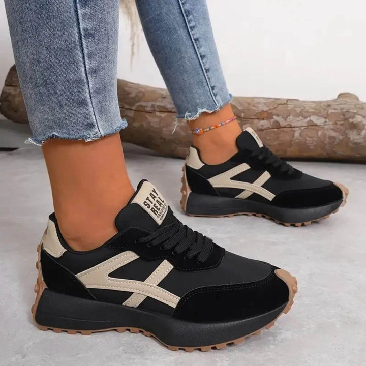 Women's Orthopedic Platform Sneakers with Contrast Panel Upper