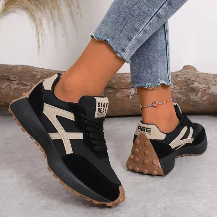Women's Orthopedic Platform Sneakers with Contrast Panel Upper