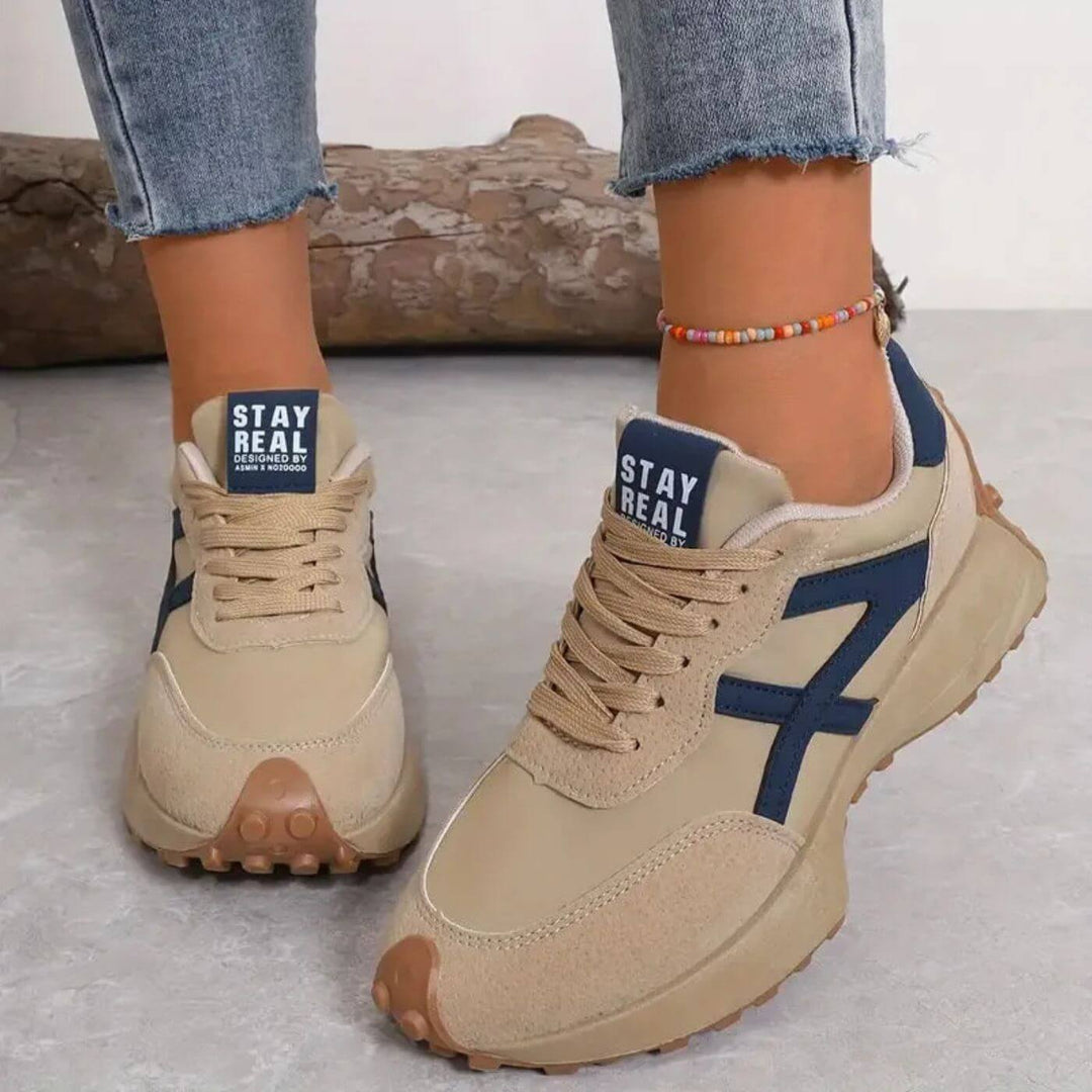 Women's Orthopedic Platform Sneakers with Contrast Panel Upper