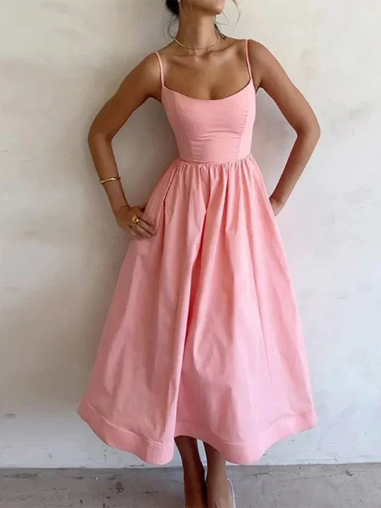 Jovie | Midi Summer Dress with Sweetheart Neck and A-Line Skirt