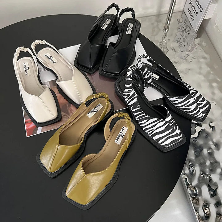 Women's Orthopedic Slingback Flats with Square Toe