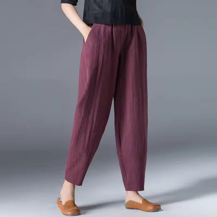 Meg | Tapered Trousers with Elastic Waist and Side Pockets