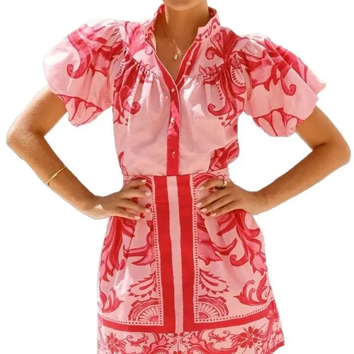 Isla | Floral Summer Mini Dress Puff Sleeve