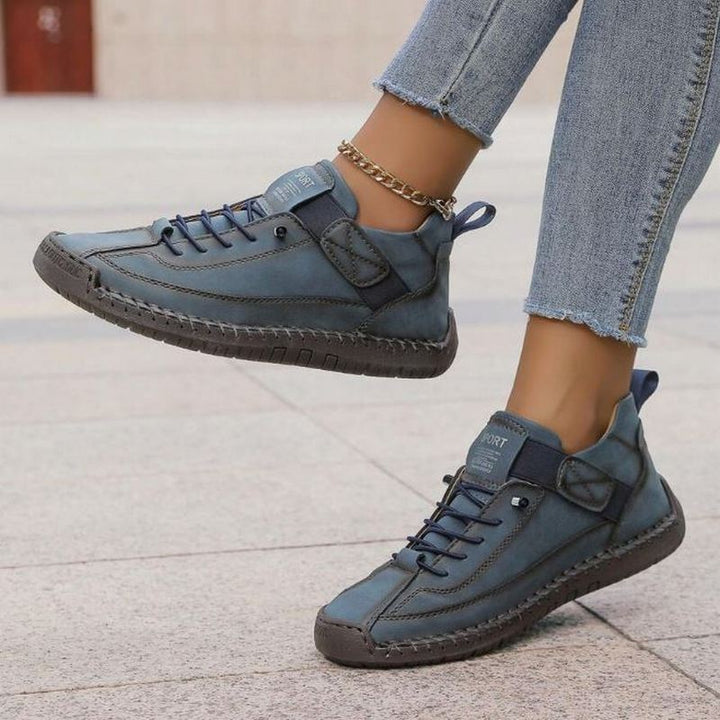 Women's Orthopedic Low Cut Lace-Up Sneakers with Stitch Detail