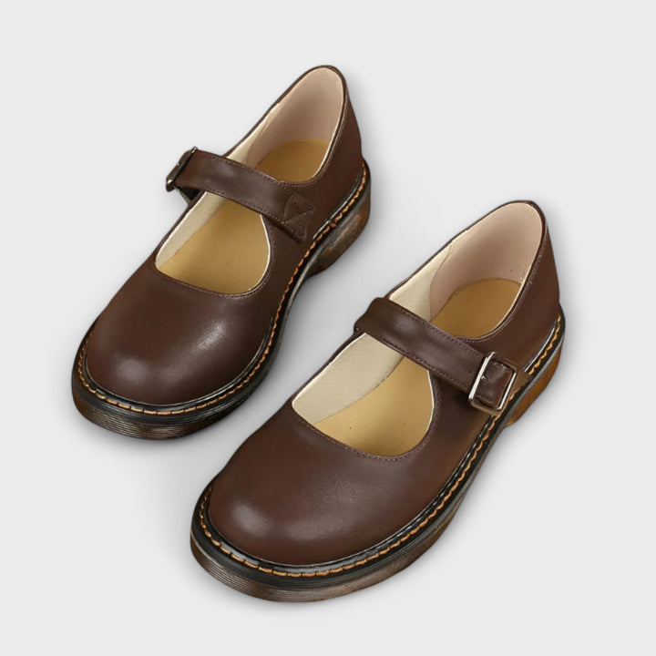 Women's Orthopedic Mary Jane Flats with Side Buckle Strap