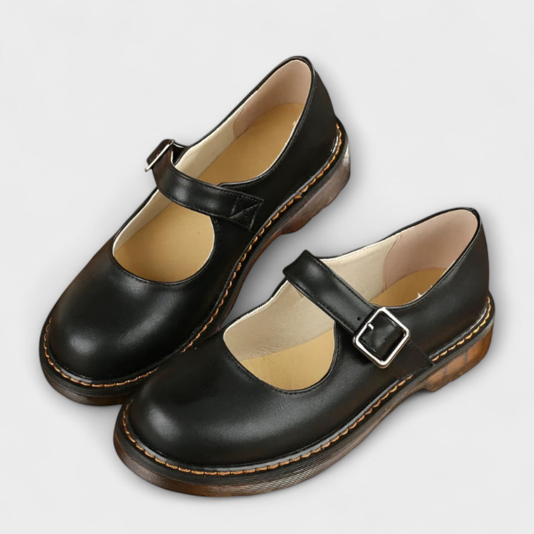 Women's Orthopedic Mary Jane Flats with Side Buckle Strap